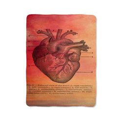 vintage medical heart illustration print on blanket