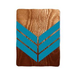 wood blue chevron print on blanket