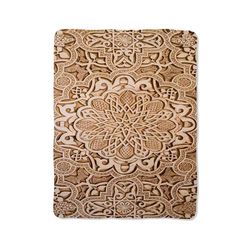 wood mandala texture print on blanket