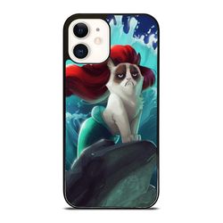 grumpy cat ariel little mermaid dicustom iphone 16 case, iphone 15 case, iphone 14 case, samsung case, google pixel case