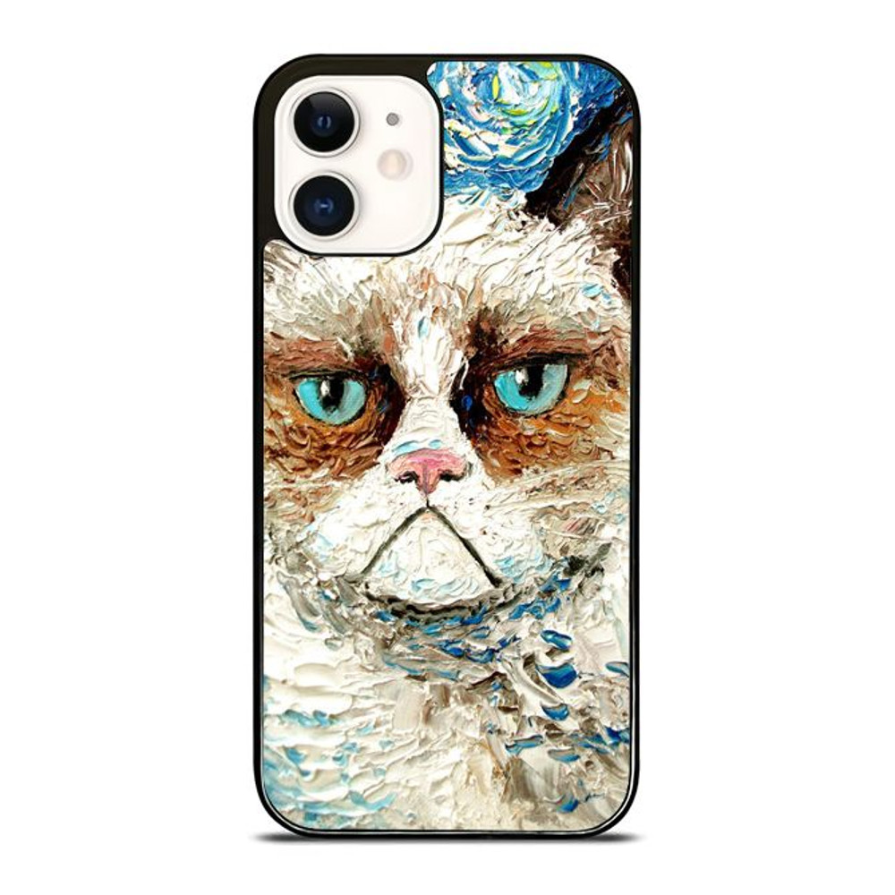 Grumpy Cat Painted Van Gogh Custom IPhone 16 Case IPhone 15 Case IPhone 14 Case Samsung Case Google 0