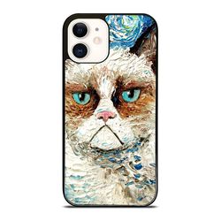grumpy cat painted van gogh custom iphone 16 case, iphone 15 case, iphone 14 case, samsung case, google pixel case