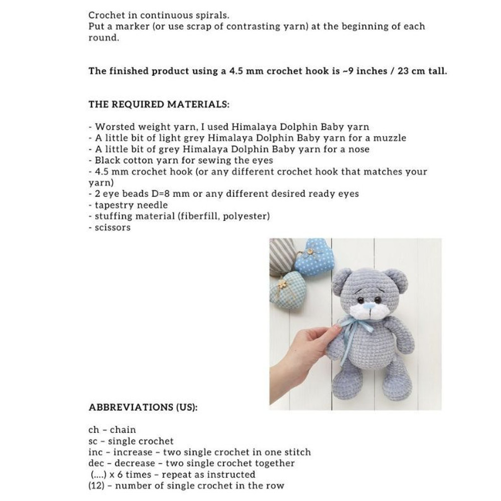 Amigurumi Bear Crochet Pattern PDF Tutorial In English 5