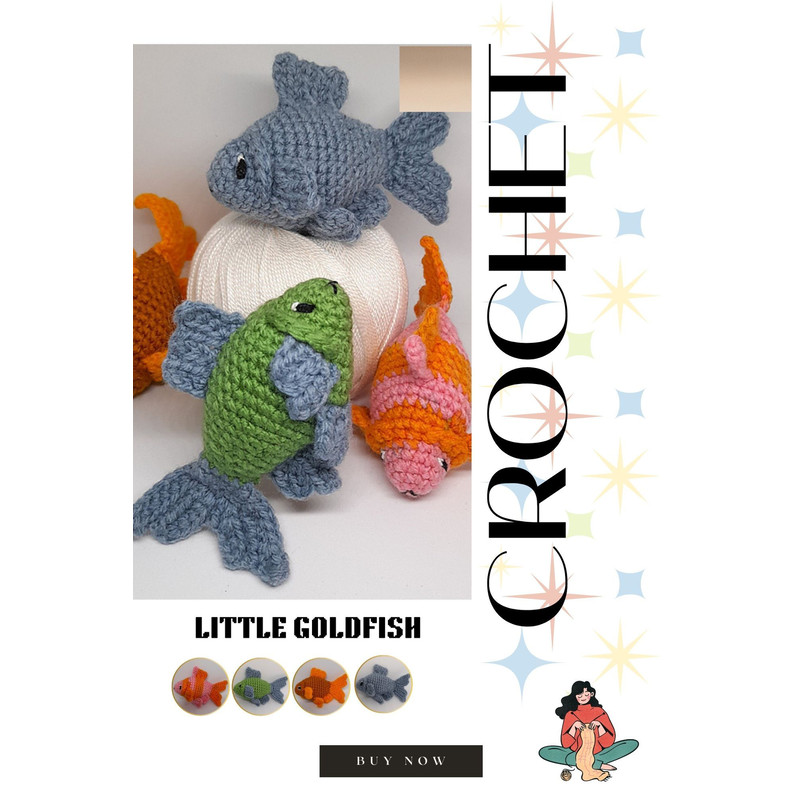 Goldfish Amigurumi Crochet Pattern  NoSew Option Included 0