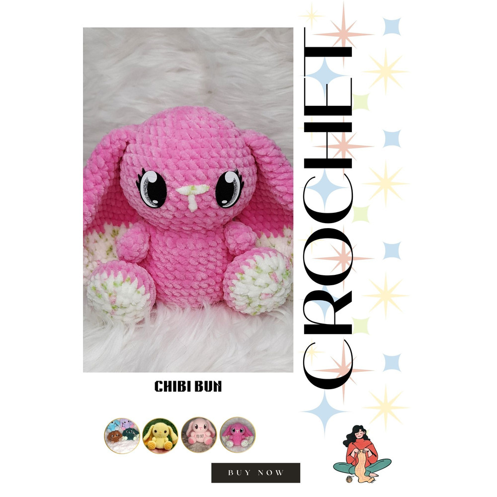 Chibi Bun Crochet Pattern  Cute  Easy Amigurumi Bunny 0
