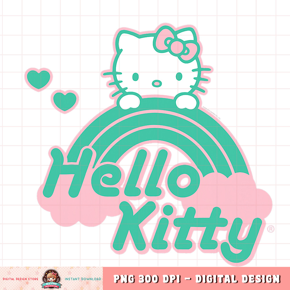 Hello Kitty Green Pink Rainbow png, digital download, instant .jpg