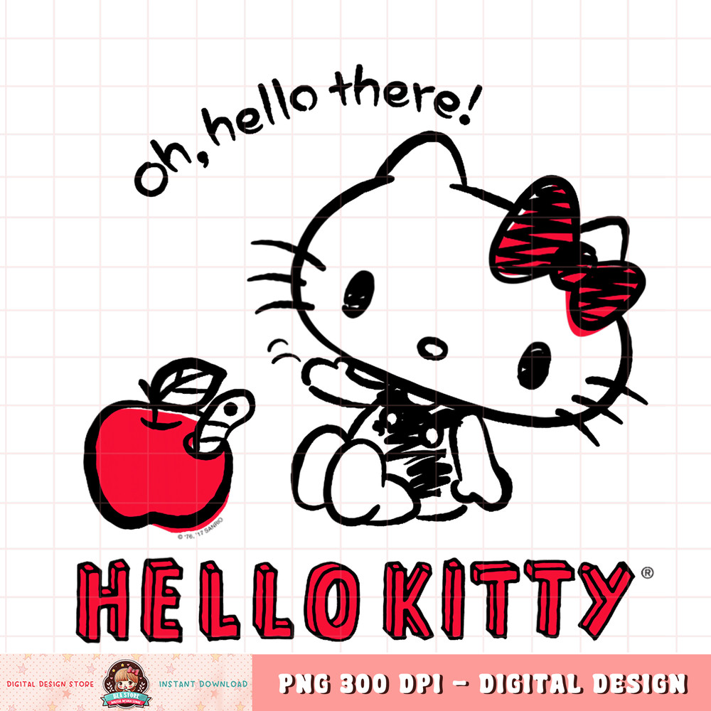 Hello Kitty Hand Sketched Art Hello There Tee Shirt .jpg
