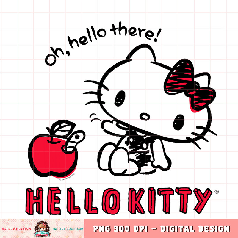 Hello Kitty Hand Sketched Art Hello There Tee Shirt .jpg
