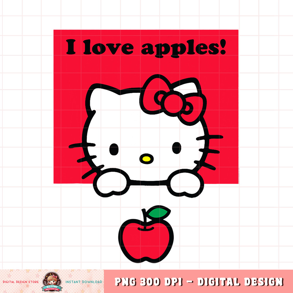 Hello Kitty I Love Apples png, digital download, instant .jpg