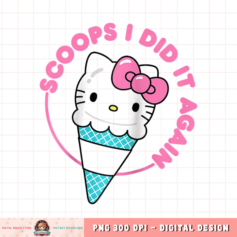 Hello Kitty Ice Cream Cone Scoops I Did It Again Raglan Baseball Tee .jpg