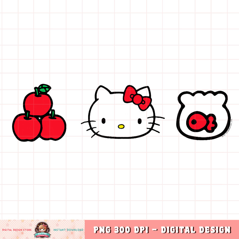 Hello Kitty Retro Apples and Fish Tee Shirt .jpg