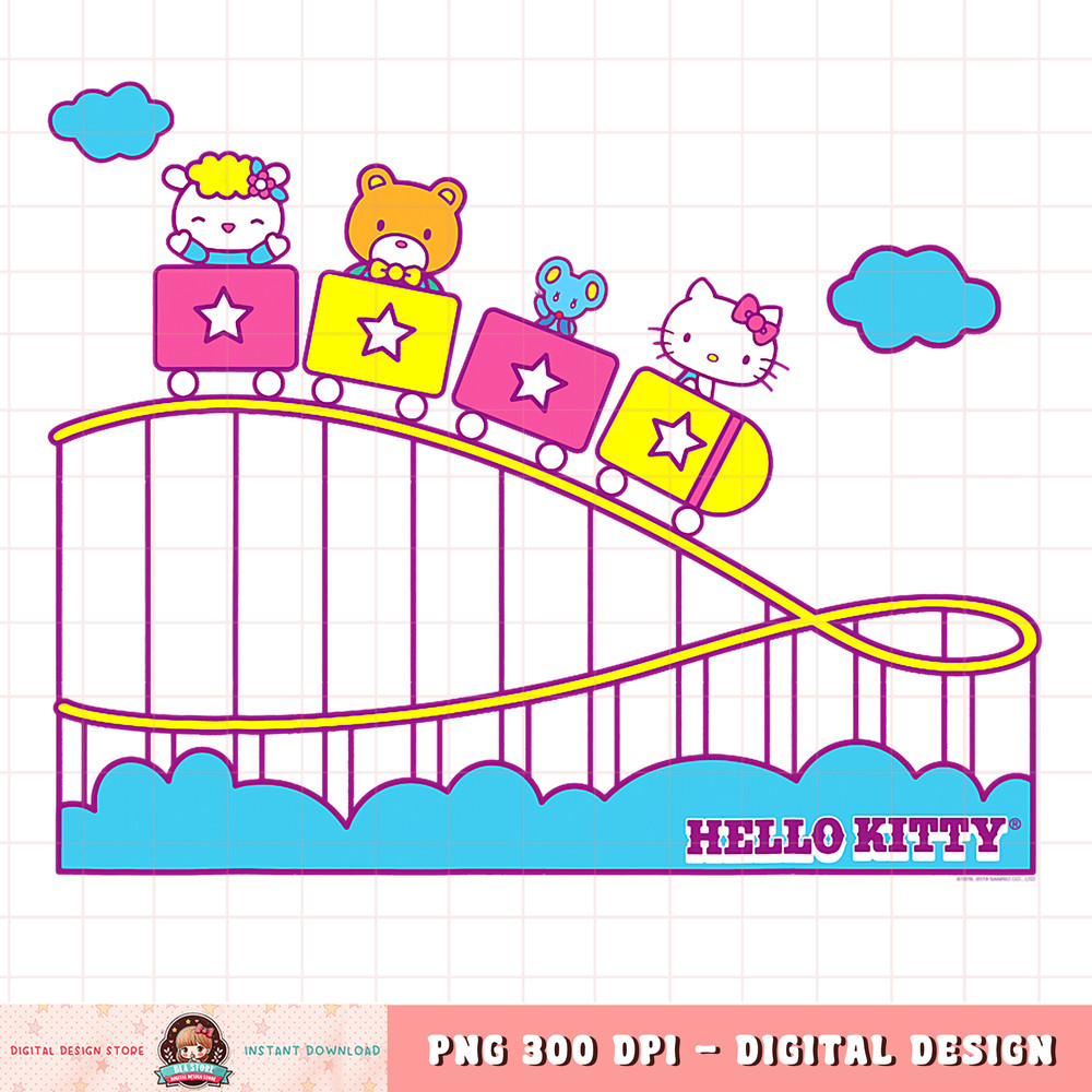 Hello Kitty Rollercoaster Theme Park Fun png, digital download, instant .jpg