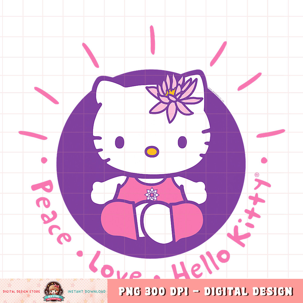 Hello Kitty Yoga Peace Love Lotus Meditation png, digital download, instant .jpg