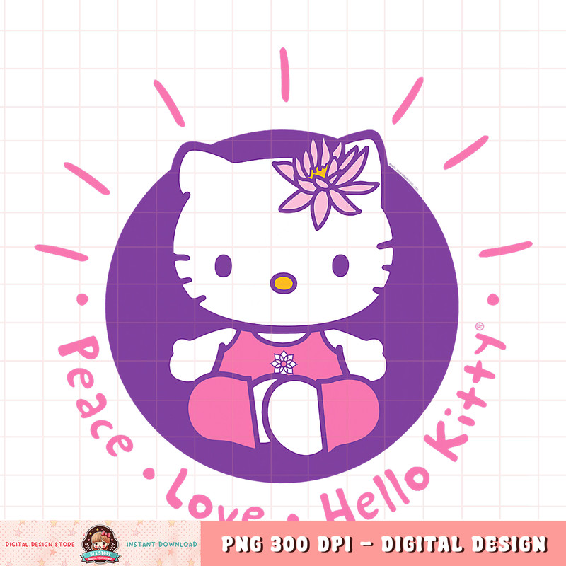 Hello Kitty Yoga Peace Love Lotus Meditation png, digital download, instant .jpg