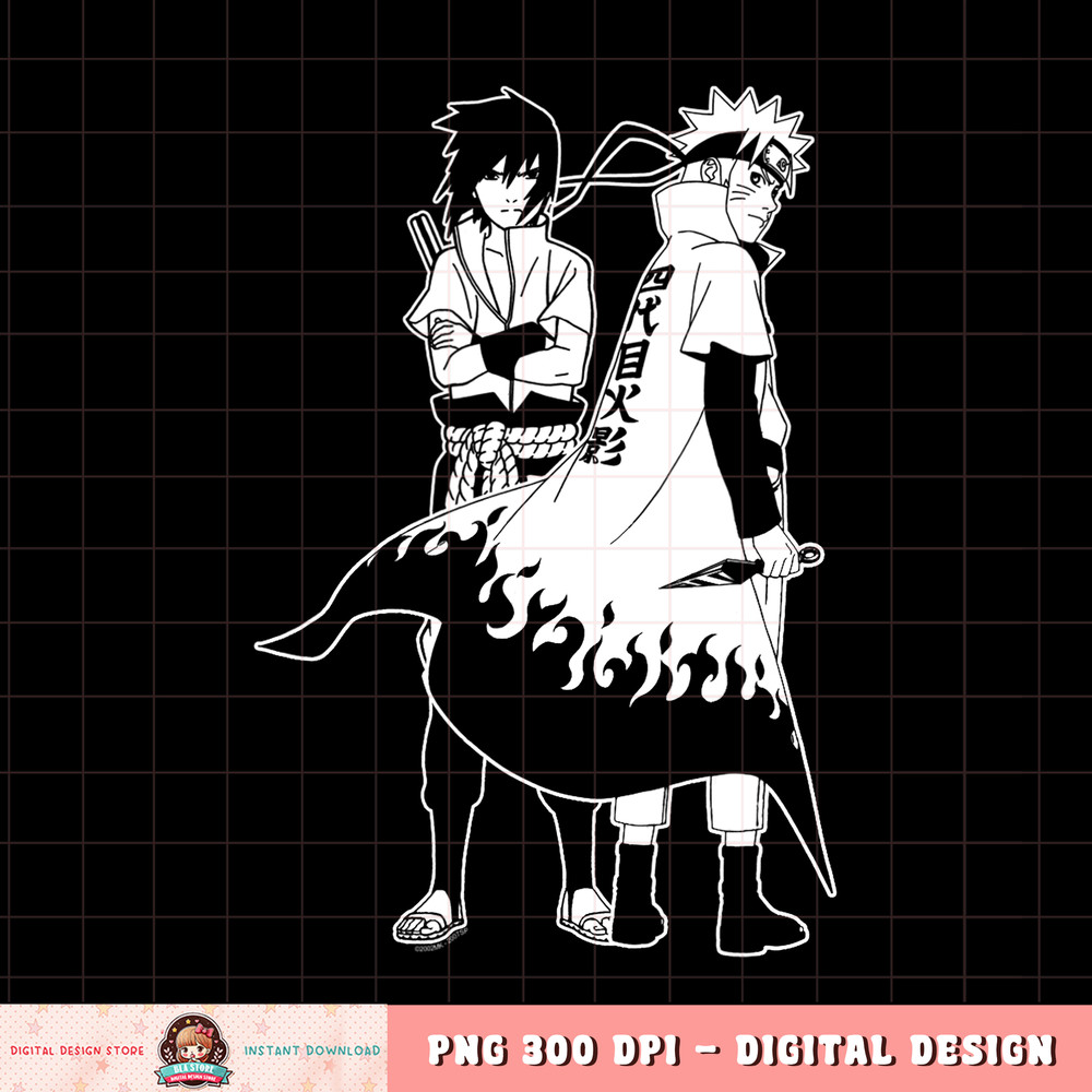 Naruto Shippuden Naruto and Sasuke Outline png, digital download, instant .jpg