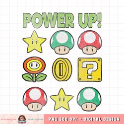 Super Mario Power Up Items Vintage Graphic png, digital download, instant png, digital download, instant