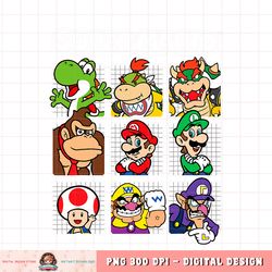 Super Mario Retro Grid Group Shot Graphic png, digital download, instant png, digital download, instant