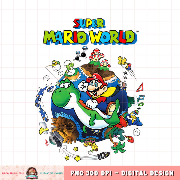 Super Mario World Yoshi _ Mario Around The World png, digital download, instant .jpg