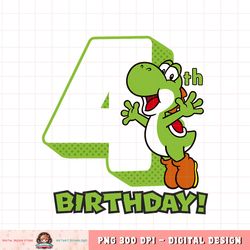 Super Mario Yoshi 4th Birthday Action Portrait png, digital download, instant