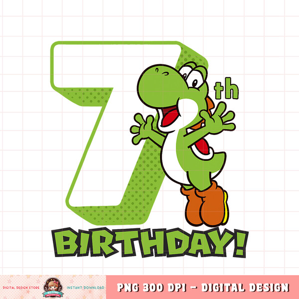 Super Mario Yoshi 7th Birthday Action Portrait png, digital download, instant .jpg