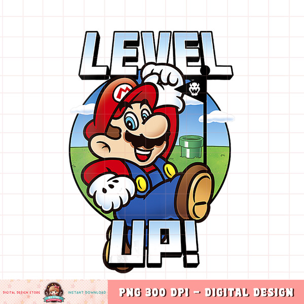 Womens Super Mario Level Up Bowser Flag Portrait  png, digital download, instant .jpg