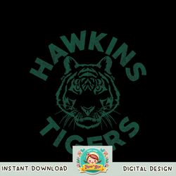 Stranger Things 4 Hawkins Tigers Faded Green Logo png, digital download, instant