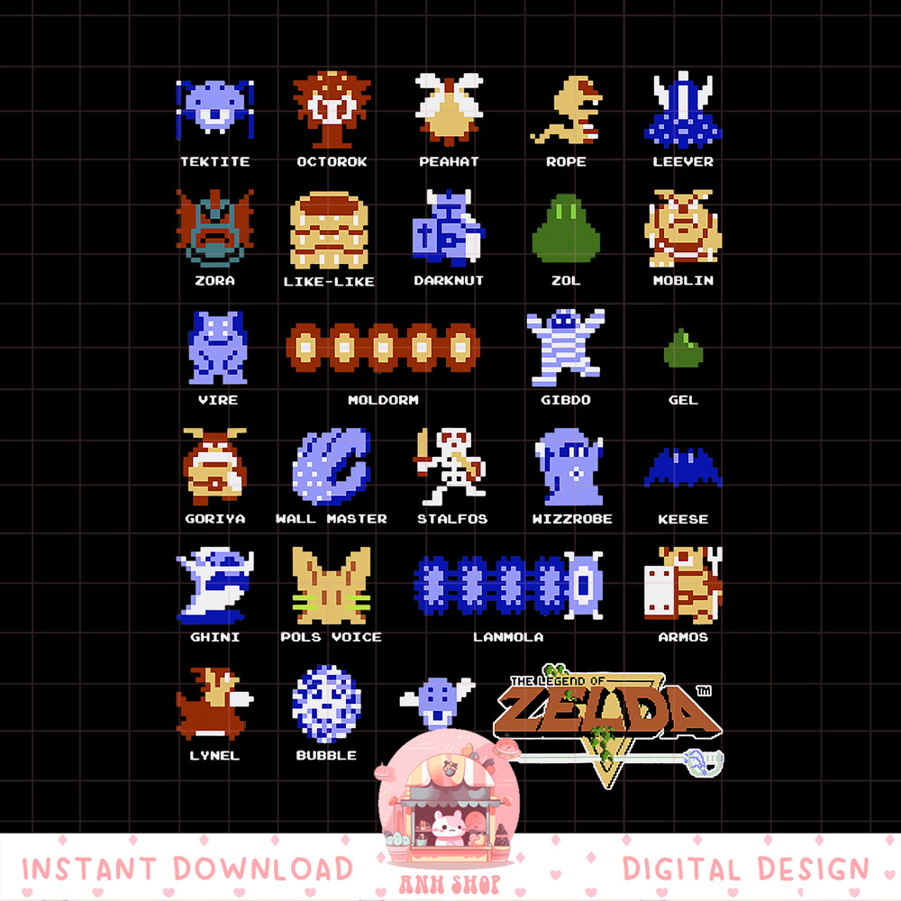 Legend Of Zelda Character Pixel Art Portrait Grid png, digital download, instant .jpg