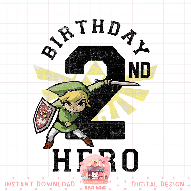 Legend Of Zelda Link 2nd Birthday Hero Triforce Logo png, digital download, instant .jpg