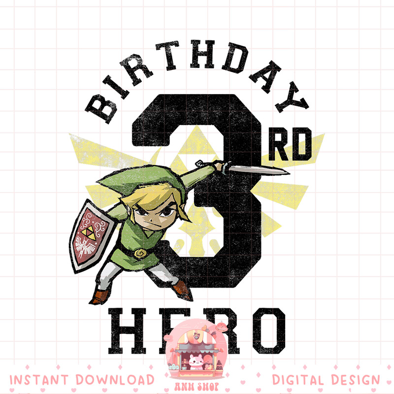 Legend Of Zelda Link 3rd Birthday Hero Triforce Logo png, digital download, instant .jpg