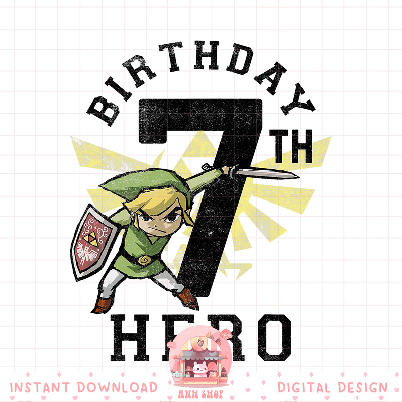 Legend Of Zelda Link 7th Birthday Hero Triforce Logo png, digital download, instant .jpg