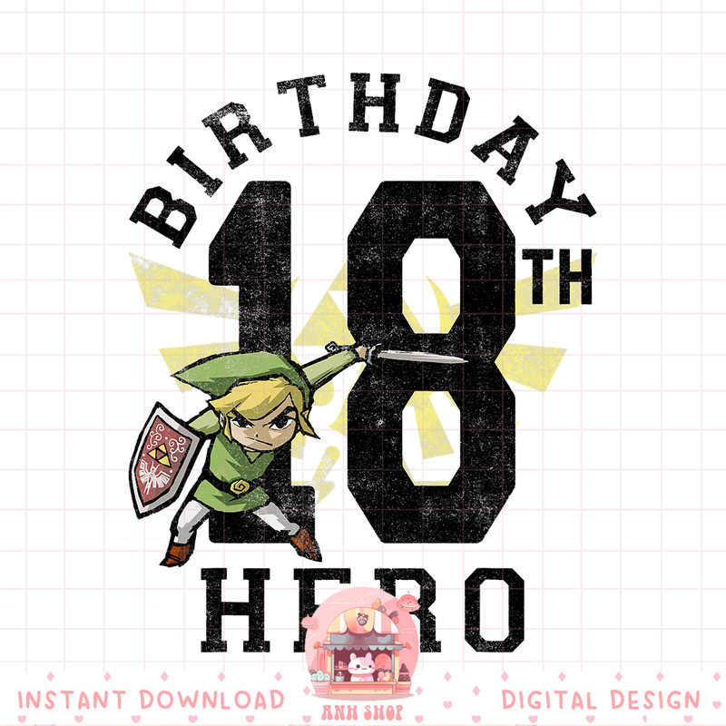 Legend of Zelda Link 18th Birthday Hero Portrait Logo png, digital download, instant .jpg
