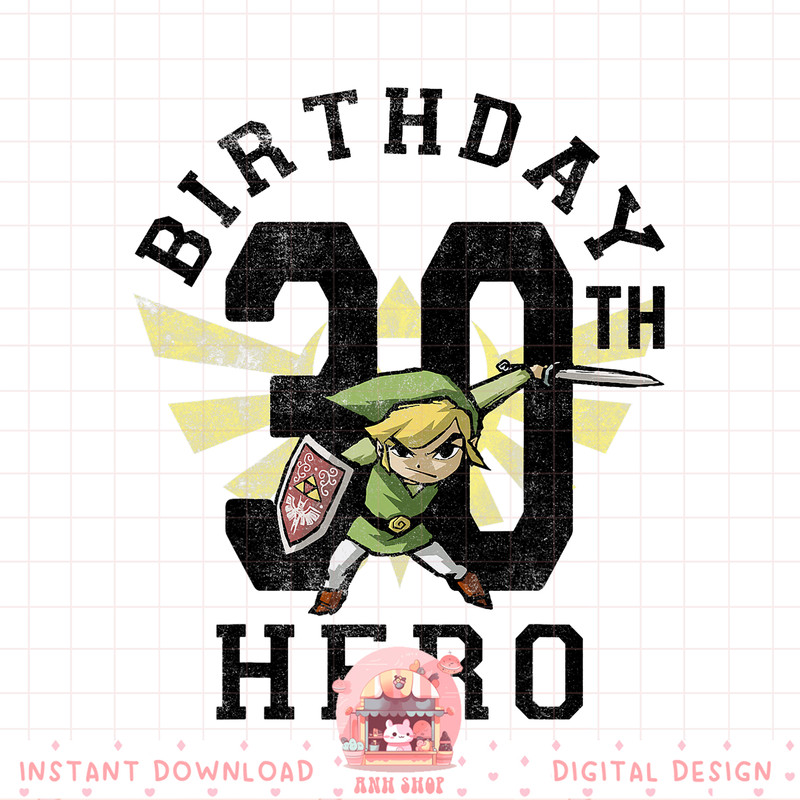 Legend of Zelda Link 30th Birthday Hero Portrait Logo png, digital download, instant .jpg