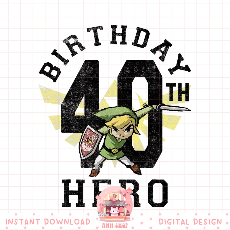 Legend of Zelda Link 40th Birthday Hero Portrait Logo png, digital download, instant .jpg