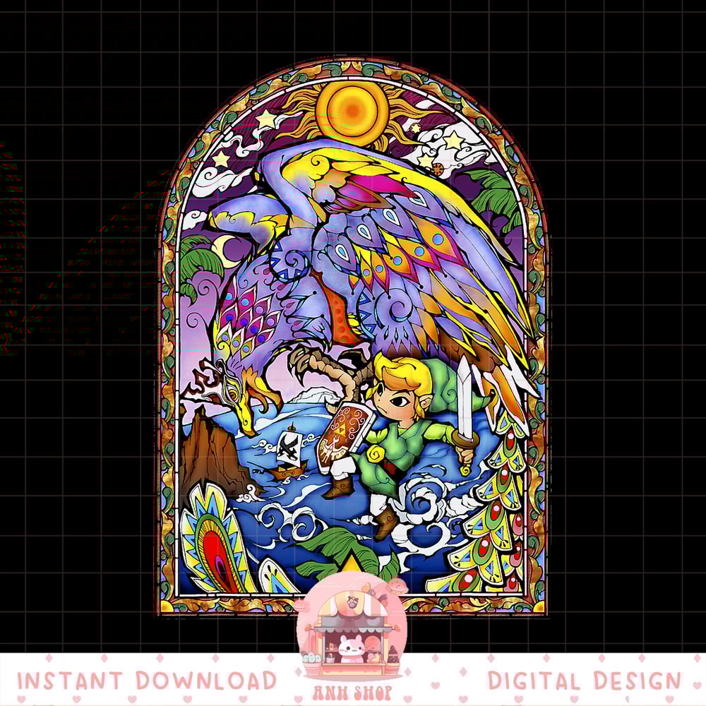 Legend Of Zelda Link And Rito Stained Glass Portrait png, digital download, instant .jpg