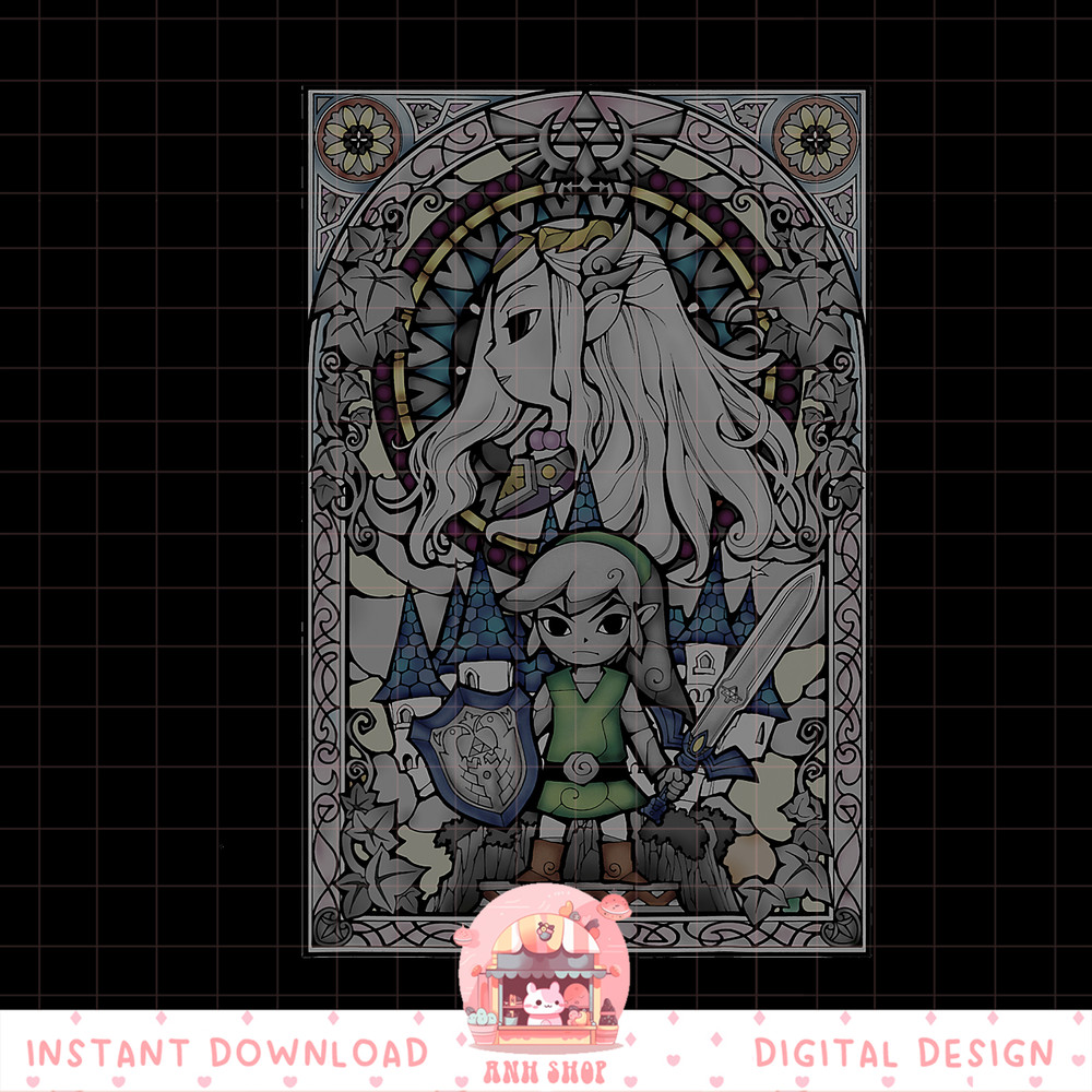 Legend Of Zelda Link And Zelda Collage Stained Glass Poster png, digital download, instant .jpg