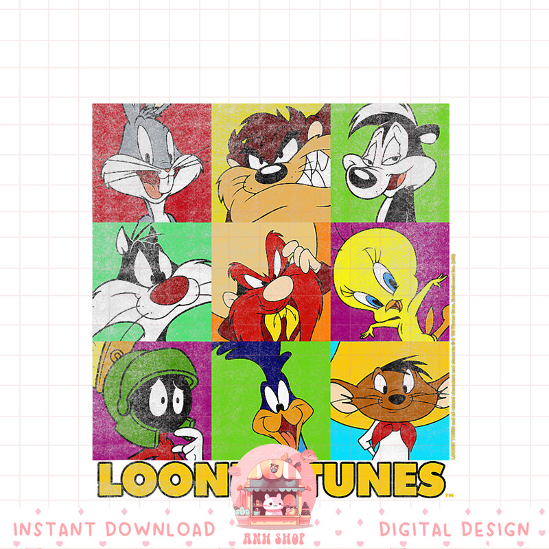 Looney Tunes Group Shot Colored Box Up Portraits png, digital download, instant .jpg
