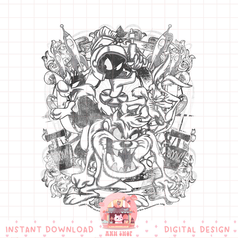 Looney Tunes Group Shot Sketch Collage png, digital download, instant .jpg