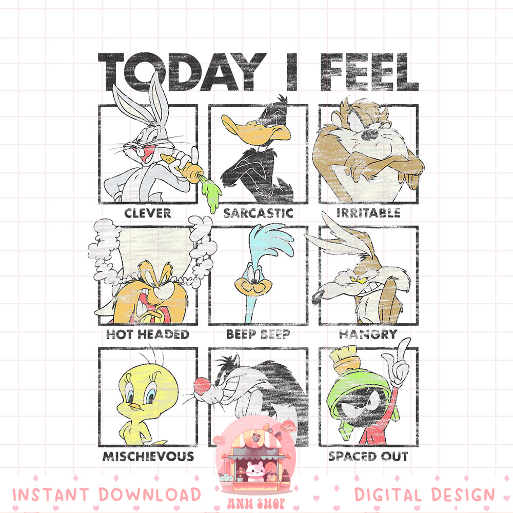 Looney Tunes Group Shot Today I Feel Panels png, digital download, instant .jpg