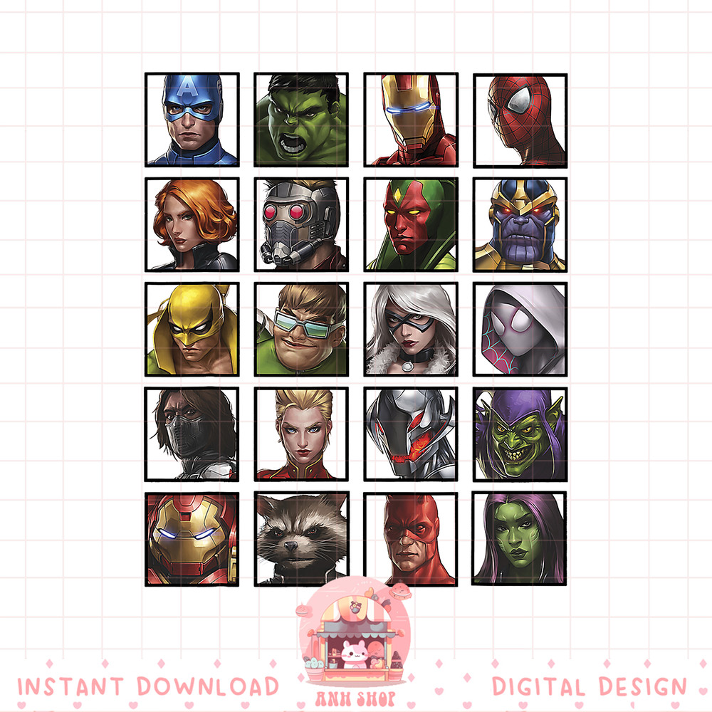 Marvel Future Fight Color Portrait Line-Up Graphic png, digital download, instant png, digital download, instant.pngMarvel Future Fight Color Portrait Line-Up G