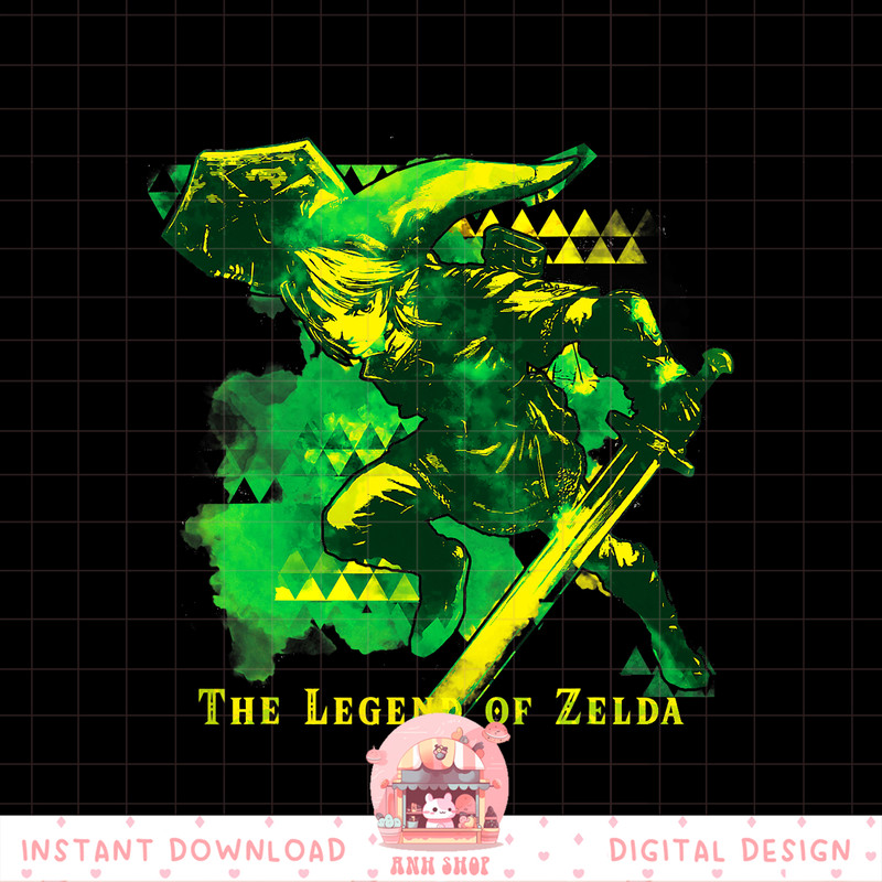 Nintendo Zelda Link Green _ Yellow Ink Splat Graphic png, digital download, instant png, digital download, instant .jpg