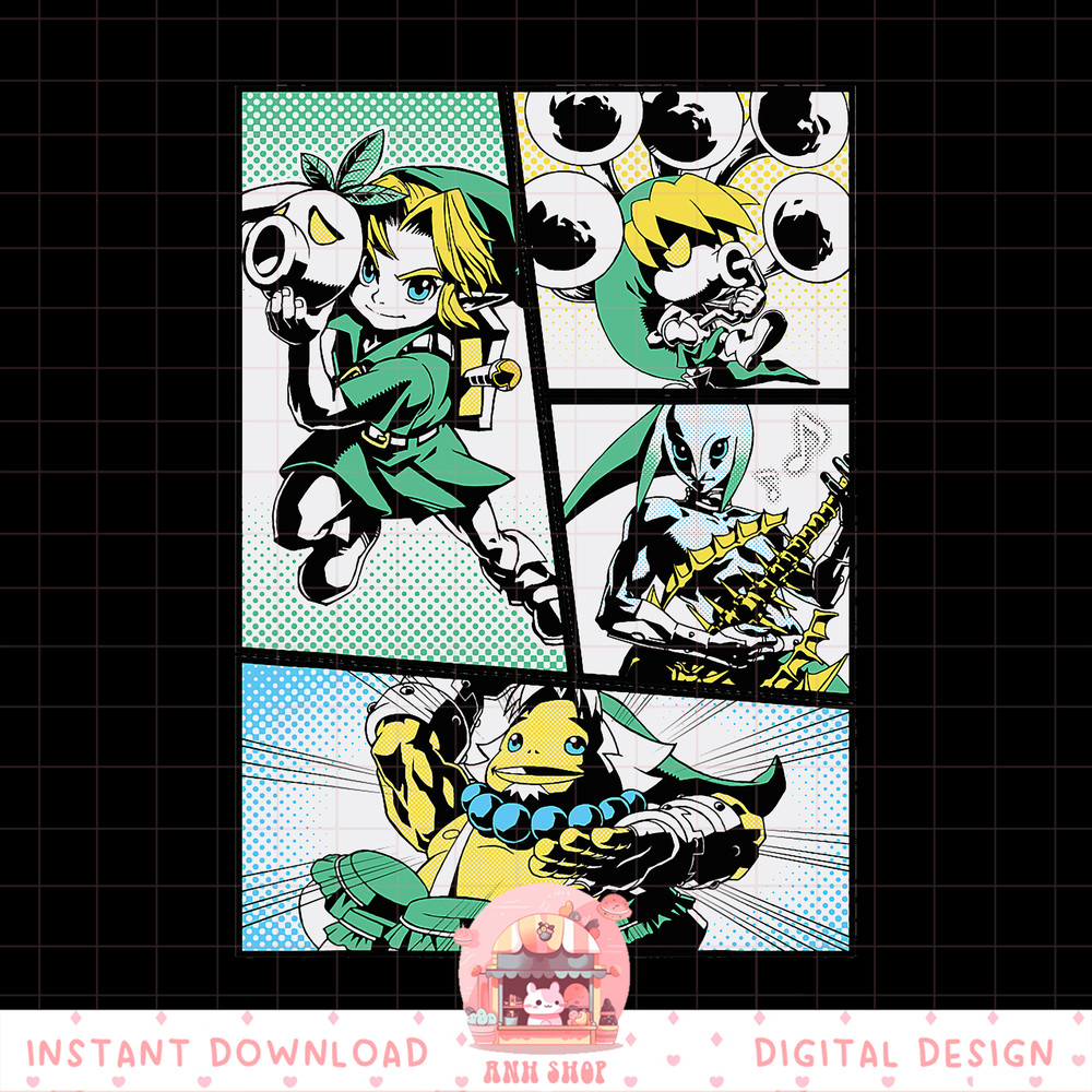 Nintendo Zelda Link Manga Comic Panels Graphic png, digital download, instant png, digital download, instant .jpg