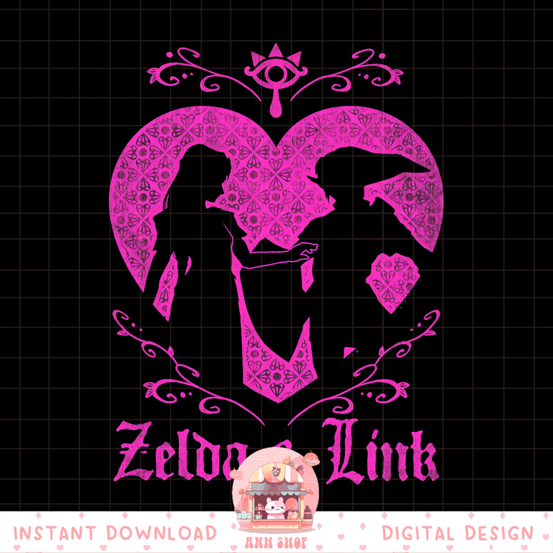 Nintendo Zelda Link Ornate Heart Silhouette Graphic png, digital download, instant png, digital download, instant .jpg