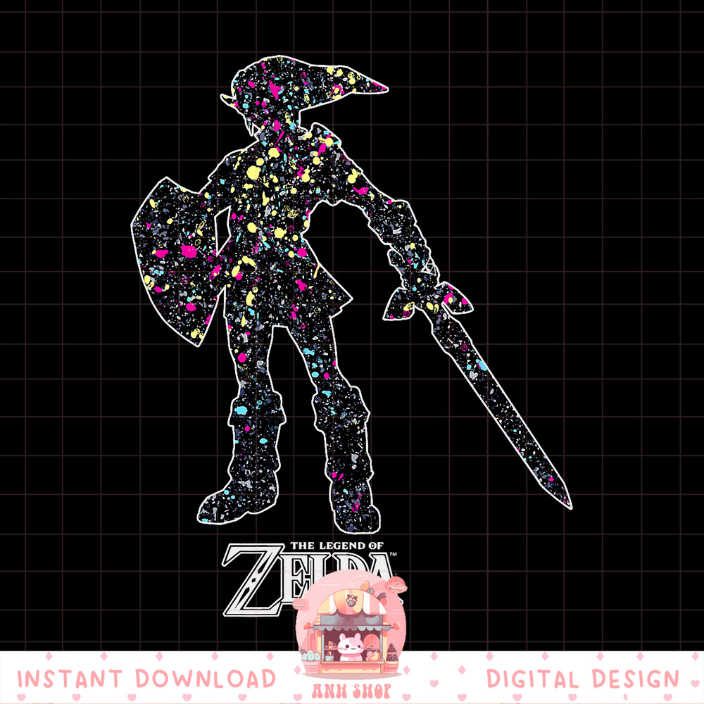 Nintendo Zelda Link Silhouette Paint Splat Graphic png, digital download, instant png, digital download, instant .jpg