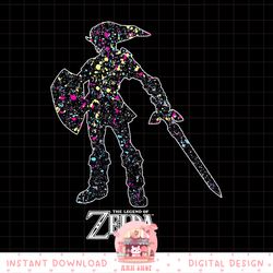 nintendo zelda link silhouette paint splat graphic png, digital download, instant png, digital download, instant