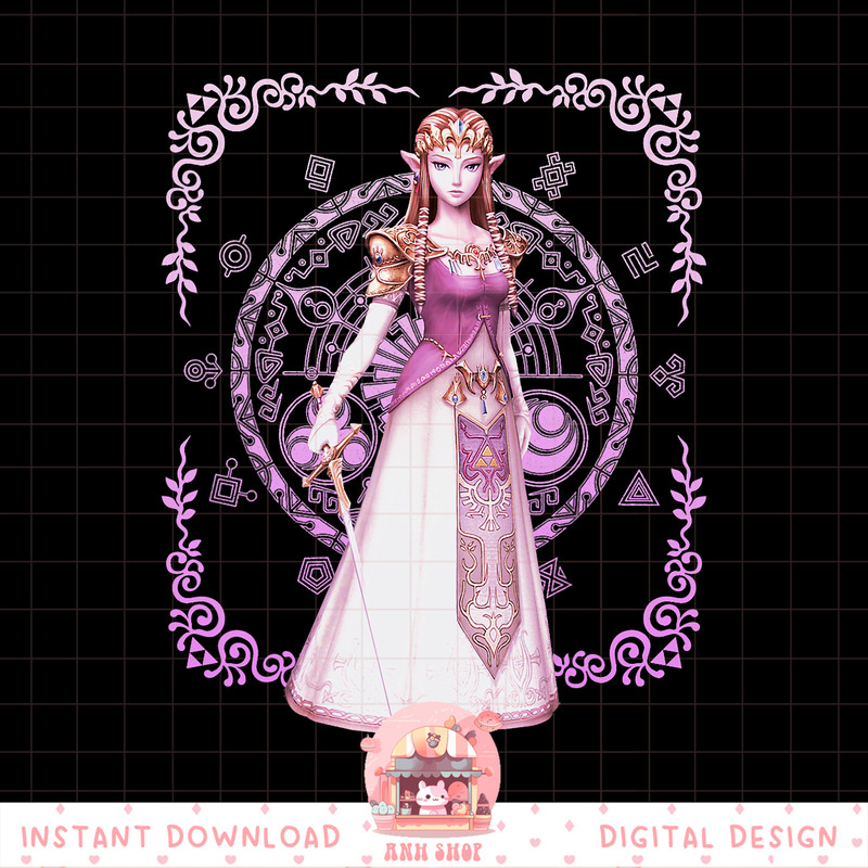 Nintendo Zelda Pink Ornate Border Portrait Graphic png, digital download, instant png, digital download, instant .jpg
