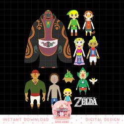 nintendo zelda simple character line-up graphic png, digital download, instant png, digital download, instant