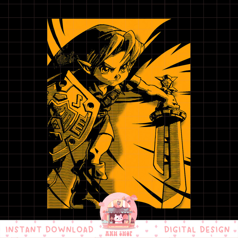 Nintendo Zelda Young Link Charging Into Wind Graphic png, digital download, instant png, digital download, instant .jpg