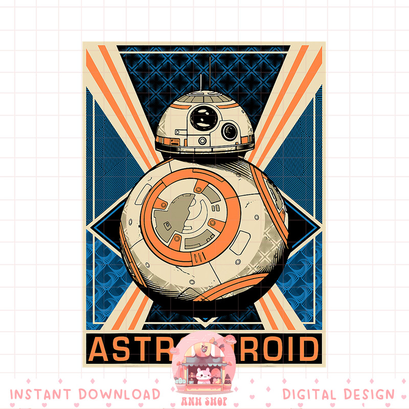 Star Wars The Force Awakens BB-8 Astro Droid Poster png, digital download, instant .jpg