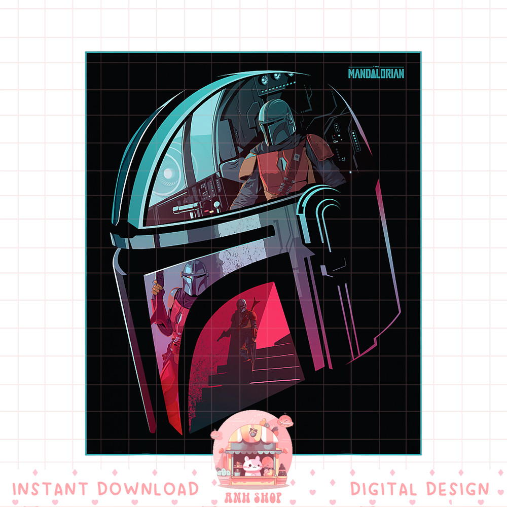 Star Wars The Mandalorian Neon Helmet png, digital download, instant .jpg