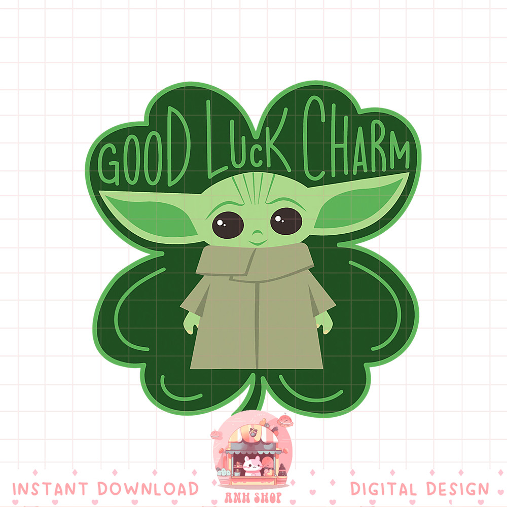 Star Wars The Mandalorian The Child Good Luck Charm Shamrock png, digital download, instant .jpg